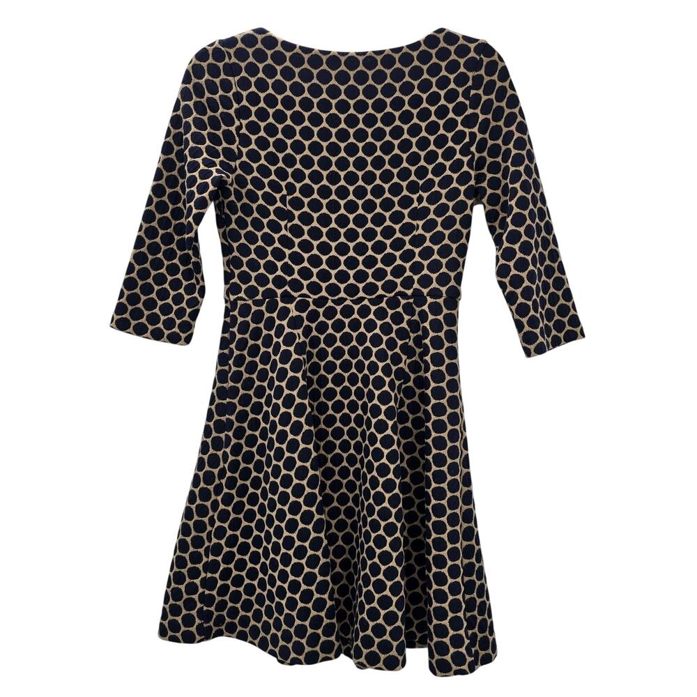 Boden Dress Womens 2 Petite Tan Blue Polka Dot Knit